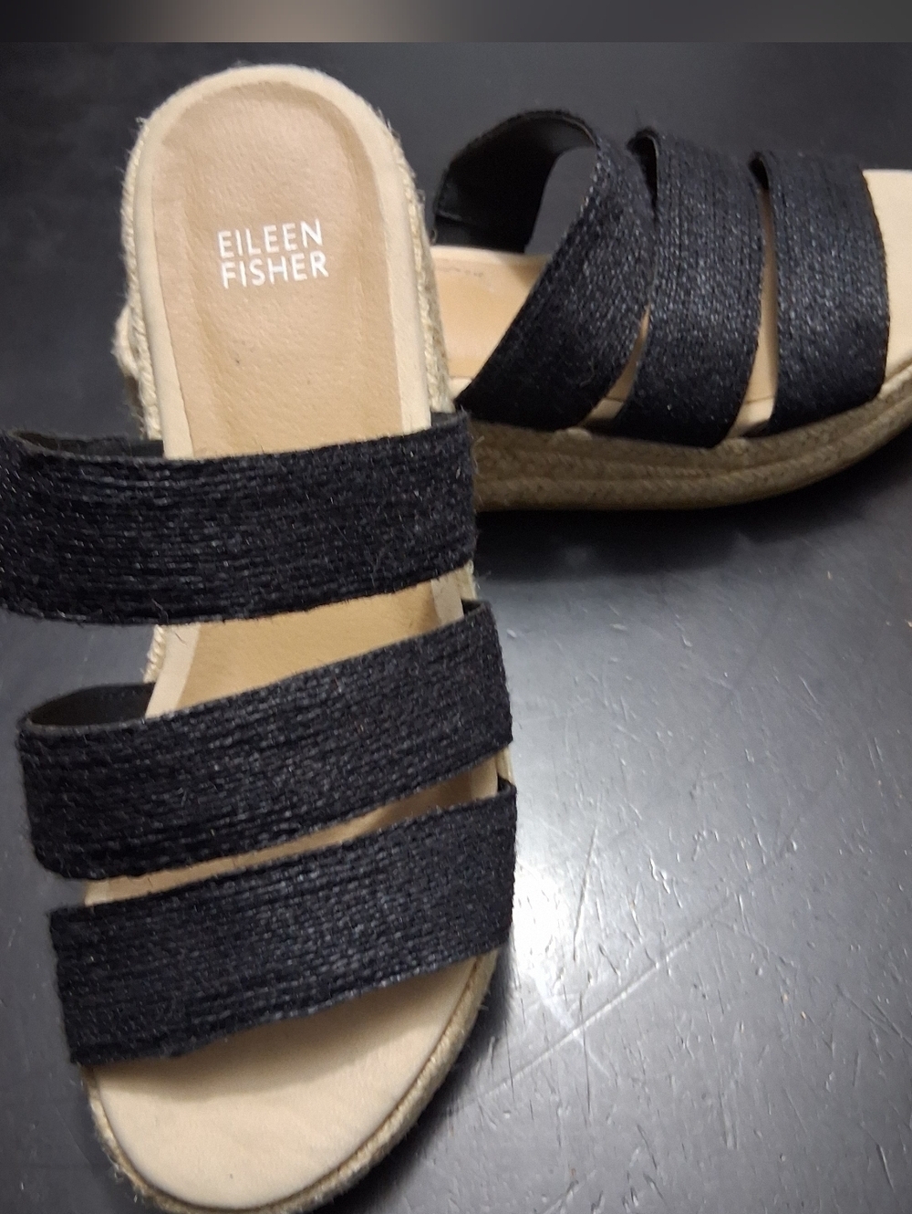 NEW Eileen Fisher Mayla Jute Espadrille Slip On/Slide Sandal Size 7.5